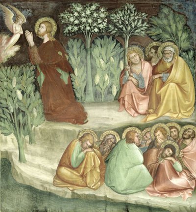 Cristo en el Jardín de Getsemaní, de una serie de Escenas del Nuevo Testamento de Barna da Siena